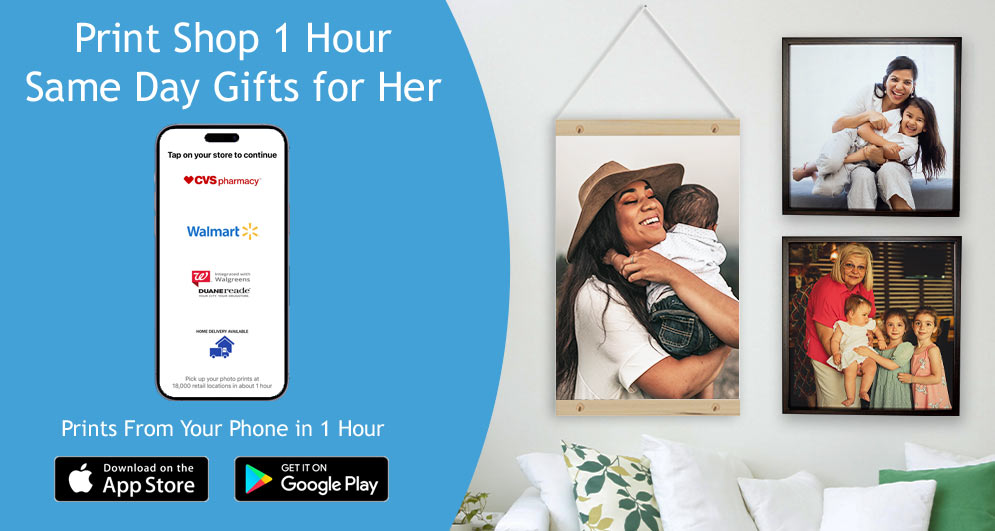 Order Mom a gift she will love with photos using the 1 hour photo app
